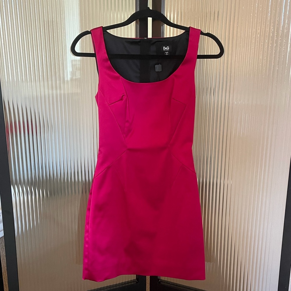 Hot Pink D&G Midi Satin Cocktail Dress